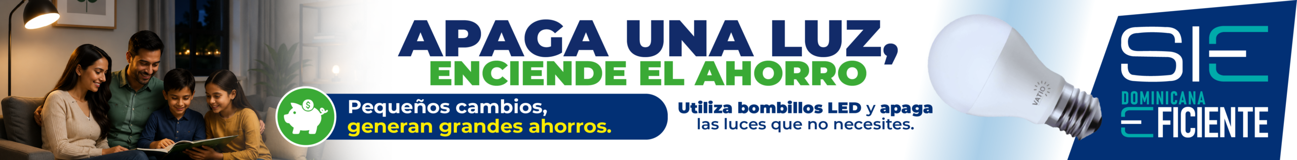 Banner campaña SIE Dominicana Eficiente 728 X 90 - Apaga una luz
